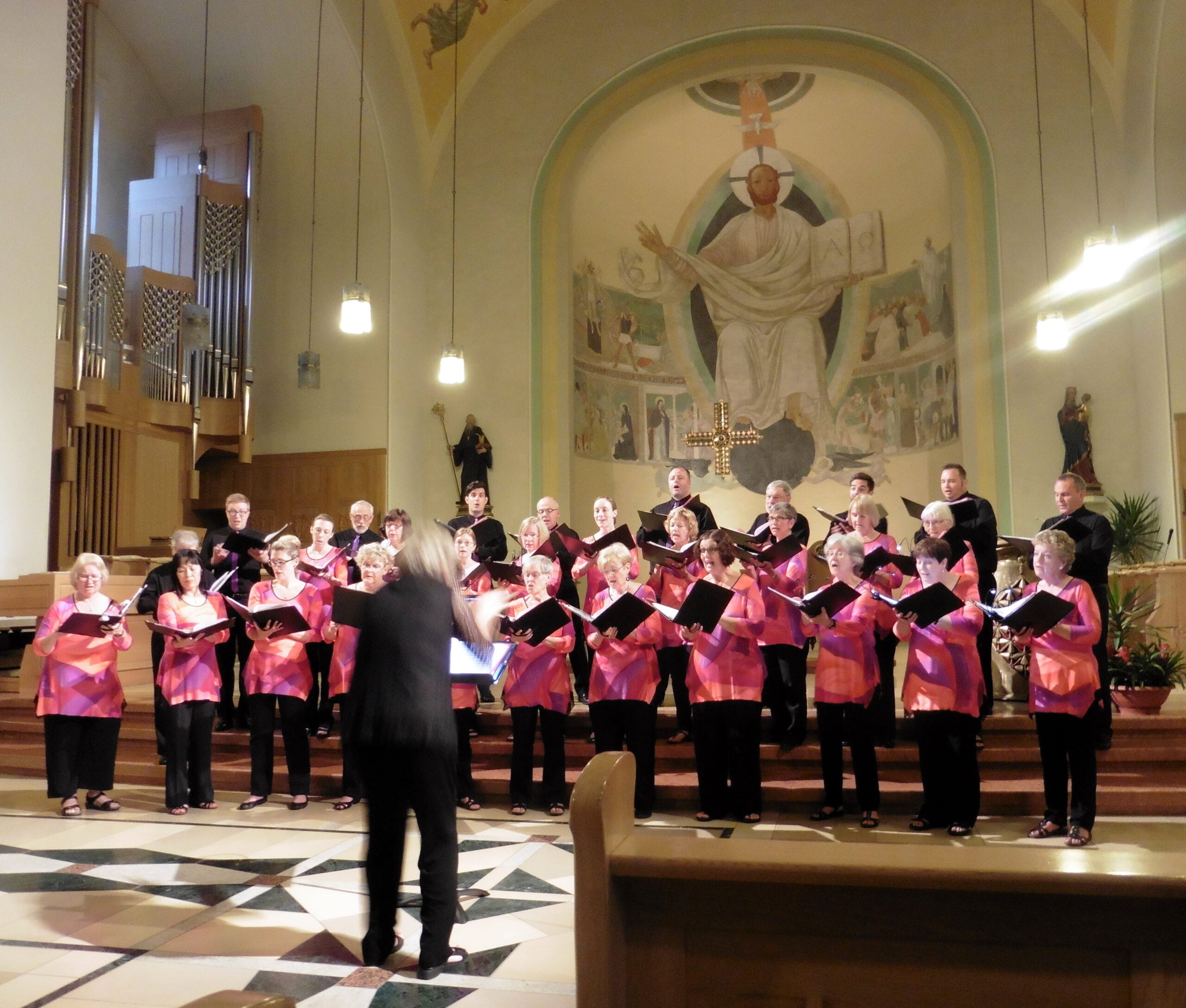A choir sings in the Schweiklberg Monastery, Germany