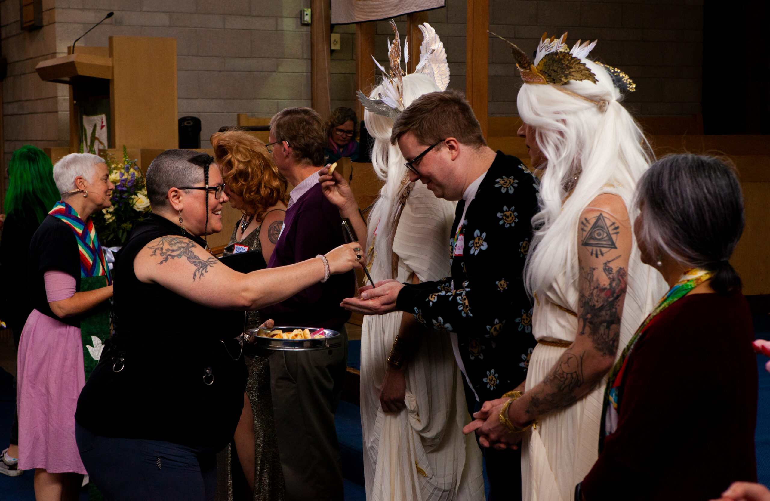 Members of an inclusive church attend a special communion service.